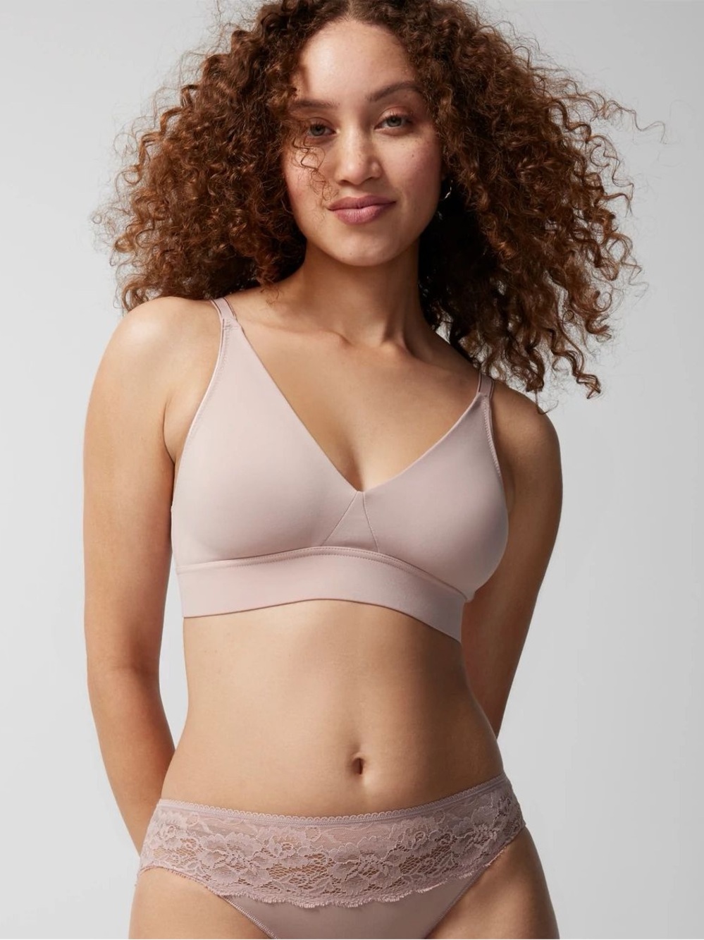 Soma Embraceable Wireless Unlined Bra Size M Nude Beige Adjustable Straps